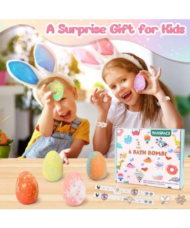 Bath Bombs for Kids Panspace 6 Pack Dino Egg Kids Bath Bombs with Surprise Inside Bath Bomb Gift Set with 2 Silicone Bracelets and 6 DIY Jewels Shoe Charms for Birthday Christmas - Buy Online on GoSupps.com
