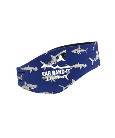 EAR BAND-IT Ultra Swimming Headband - Best Swimmer's Headband - Keep Water Out, Hold Earplugs in - Doctor Recommended - Secure Ear Plugs - Invented by ENT Physician - Medium (See Size Chart) Medium (ages 2 to 7yrs) Sharks - Buy Online on GoSupps.com
