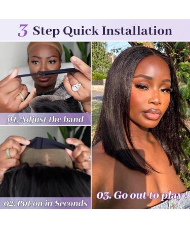 Eawwii Glueless Wigs Human Hair - Black - 14 Inch - Buy Online on GoSupps.com