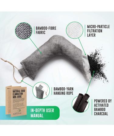 AirClear Bamboo Charcoal Shoe Deodorizer Bags - 4 Pack 3.5oz/100g | Natural Fresh Air Purifier for Shoes, Bags & Clothes | Eliminate Odors & Harmful Particles | Grey Color - Buy Online on GoSupps.com