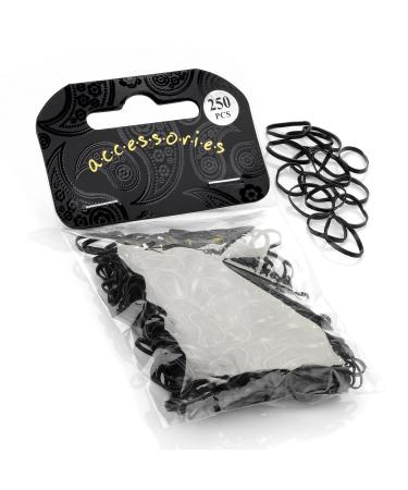 250 Small Mini Elastics Rubber Hair Bands Braiding Plaits Dreads in Multi Black