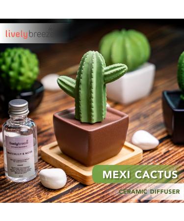 Maxi Cactus Non-Electric Ceramic Diffuser | Essential Oils & Aromatherapy | White Brown Vase for Home Office & Car Decor - Buy Online on GoSupps.com