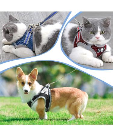 Breakout-Proof Cat Dishes with Leash | Adjustable Reflective Cat Tableware Set for Small Dogs - Navy Blue - Buy Online on GoSupps.com