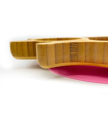 Bamboo Baby Plate with Suction Cup | Non-Toxic Eco Health Kitten Plate for Babies | Ideal for Baby Weaning | Cool to Touch | Pink - Buy Online on GoSupps.com