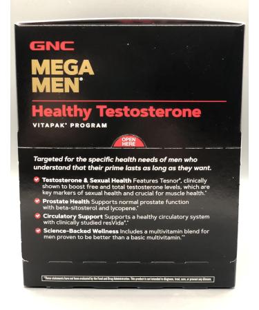 GNC Mega Men Healthy Testosterone Vitapak Program - Boost Vitality & Performance (30 Servings - Buy Online on GoSupps.com