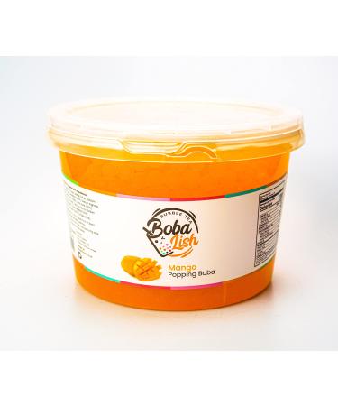 Boba Lish Popping Boba Pearls for Bubble Tea - 2.1kg | Mango | Bursting Pearls Bubble | Real Fruit Juice For Dessert Smoothie | 100% Vegan & Glutenfree No Artificial Colours