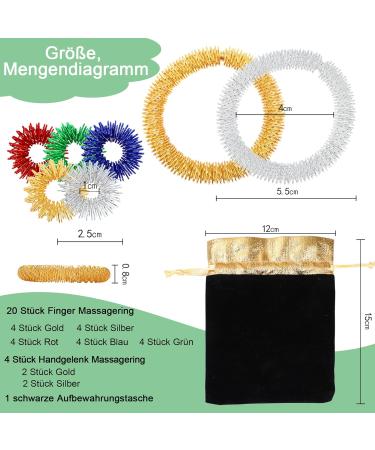 25-Piece Massage Ring Set | Spiky Acupressure Rings for Stress Relief & Improved Circulation - 5 Colors - Buy Online on GoSupps.com
