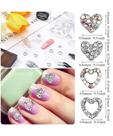 36 Pieces 3D Heart Nail Charms for Women - Modern Style Love Crystal Nail Rhinestone Decals - Valentine's Day Diamond Alloy Nail Gems - Buy Online on GoSupps.com