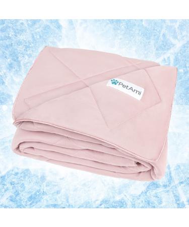 PetAmi Premium Cooling Dog Blanket | Lightweight Fluffy Pet Throw Blanket Bed Cover for Dogs, Cat, Puppies | Pet Blanket Furniture Protector Couch Sofa | Reversible Fuzzy Cozy | 40x60, Pink Pink Large (40x60)