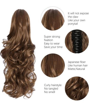 Yamel 16 Long Curly Light Brown Ponytail Extension | Claw Jaw Clip Synthetic Hairpiece | Hair Extensions 16 inch - Buy Online on GoSupps.com
