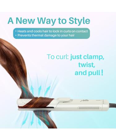 Asani 360 Airflow Styler - 2-in-1 Curling Wand & Hair Straightener with Cooling Fan - Professional Flat Iron Curler for Volume & Curls - Ideal for All Hair Types (Pearl White - Buy Online on GoSupps.com