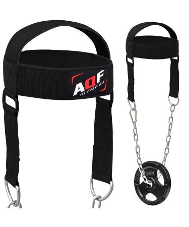 AQF Adjustable Head Harness Diving Neck Builder Belt Weightlifting Chain Neoprene Padded Black