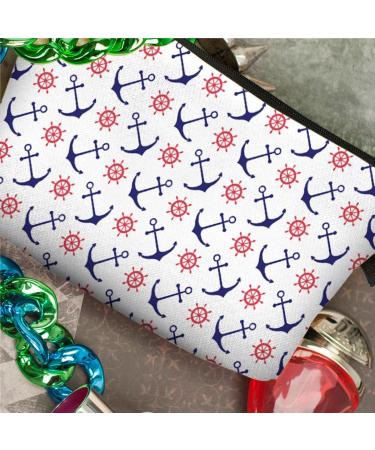 PREMYO Small Cosmetic Bag - Stylish Makeup & Pencil Case for Women - Perfect for Handbags - Anchor Design - Buy Online on GoSupps.com