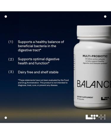 LTH Balance Multi Pro 30B Probiotic - Trusted by Life Time Members - 30 Billion CFUs - Dairy-Free & Shelf-Stable Supplement - Gut & Immune Support - 30 Capsules (30 Servings) - Buy Online on GoSupps.com