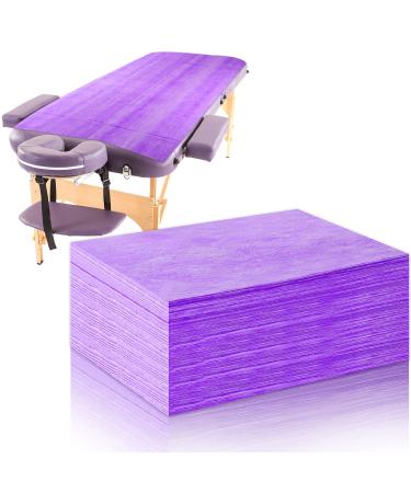 20 Pieces Disposable Bed Sheets Bed Cover Spa Massage Table Sheet Waterproof Bed Cover Flat Sheets Non-woven Fabric, 31 x 71 Inches (Purple)