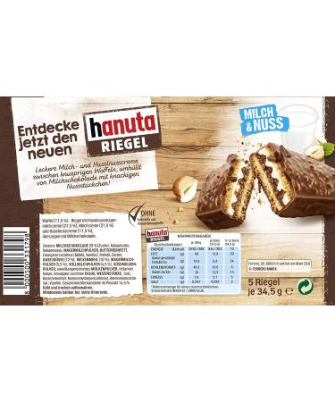Ferrero Hanuta Riegel Bars 5pc 173g - Crunchy Candy Wafers - Buy Online on GoSupps.com