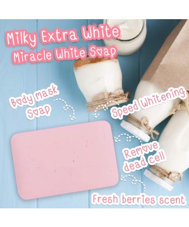 ARBUTEE Milky Extra White Brightening Acne Soap - B3 Glutathione & Alpha Arbutin | Removes Dead Skin Cells & Dark Spots | SLS-Free Paraben-Free | Maximum Strength (1 Bar Milky White + Mesh - Buy Online on GoSupps.com