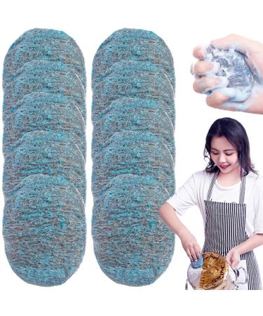 Steel Wool Scrubber 10 PCS Steel Wool Pads Easy Cleaning Steel Wool Scrubber Reusable Dish Scrubber Absorbent & Rich Foam Steel Wool Soap Pads for Household Cleaning Kitchen Dishes & Metal Grills