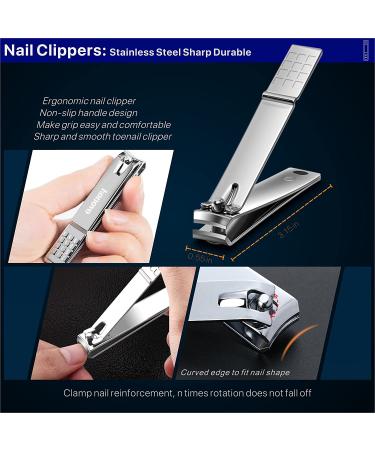 Professional Long Handle Toe Nail Clippers Kit for Thick Nails - 8pcs Set (Black) - Buy Online on GoSupps.com