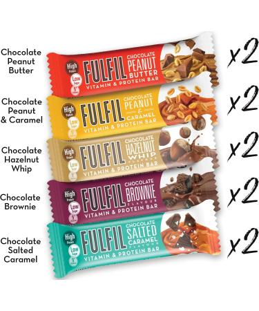 Fulfil Vitamin & Protein Bar Selection Box - 10 x 55g Bars, 20g Protein, 9 Vitamins, Low Sugar - Buy Online on GoSupps.com