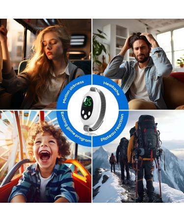 Anti-Nausea Wristband - Rechargeable Motion Sickness Bands for Travel & Morning Relief - White - Buy Online on GoSupps.com