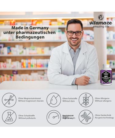 Grape Seed Extract Capsules 450mg OPC + 100mg Vitamin C Antioxidant - 6 Months Supply 180 Capsules | Made in Germany | No Additives | 180 Count - Buy Online on GoSupps.com
