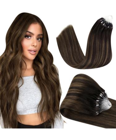 Hetto real hair Extensions Microring Balayage hair recovery microring remy extensions real hair microring darkest brown to light brown #2/8/2 40cm 50cm 3-3 mr #2/8/2