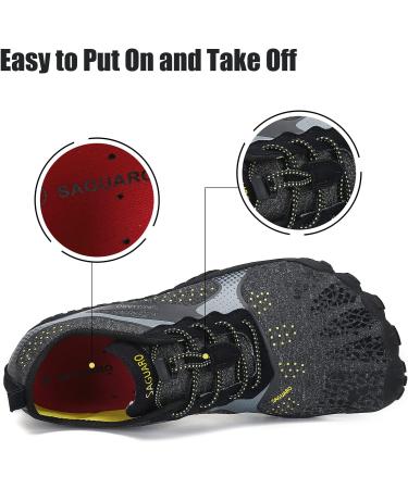 SAGUARO Unisex Barefoot Shoes - Breathable Lightweight Fitness Shoes with Wide Toe Box - Black 44 EU - Buy Online on GoSupps.com