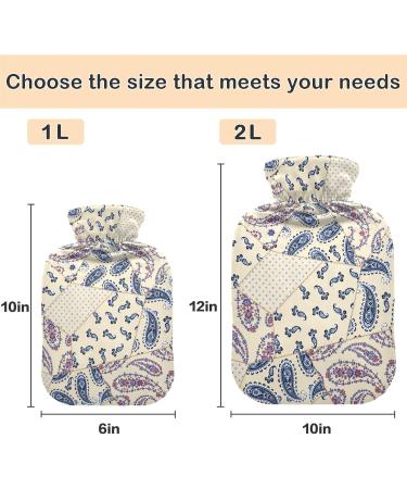 NAANLE Hot Water Bottle - 1L Transparent Patchwork Paisley Flower | Pain Relief for Menstrual Cramps & Heat Therapy - Buy Online on GoSupps.com