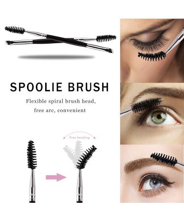 Buy Eyebrows Brush Dual Ended 2 in 1 Angled Eyebrow & Spool Brush - Mini Eyelash Brush Set (8 Pieces) - Perfect for Eyebrow Powder Application - Black - Buy Online on GoSupps.com