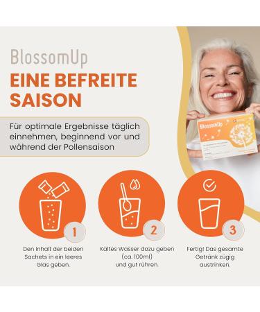 Blossomup Drinking Powder for Hay Fever & Pollen Allergy - 150g Dietary Supplements | Refreshing Orange Flavor 4-Week Supply Made in Switzerland - Buy Online on GoSupps.com