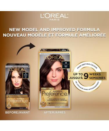 L Or al Paris Superior Preference 9 weeks of Luminous Fade-Defying Permanent Hair Dye 4 Brown 100% Grey Coverage 1 Hair Dye Kit (Packaging May Vary) 1 Count ( Pack Of 1 ) Brown - Buy Online on GoSupps.com
