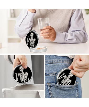 Small Skull Pill Box - Upgraded 4 Compartment Organizer for Vitamins Medications & Supplements - Travel-Friendly Design for Wallet & Pocket - Buy Online on GoSupps.com