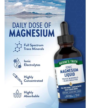 Nature's Truth Ionic Magnesium Liquid Drops | 200mg | 4 Fluid Ounces | with Electrolytes & Trace Minerals | Vegan Non-GMO & Gluten Free Supplement - Buy Online on GoSupps.com