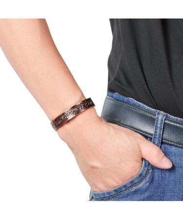 Biomag Men's Copper Bracelet - 99.9% Pure Magnetic Bangle for Arthritis Relief | Adjustable Joint Pain Jewelry Gift - Buy Online on GoSupps.com