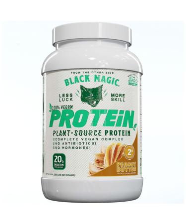 Black Magic Plant-Source 100% Vegan Protein - Keto Low Sugar Dairy Free Protein - Pre/Post Workout - Peanut Butter - 20g Protein - 2 LB