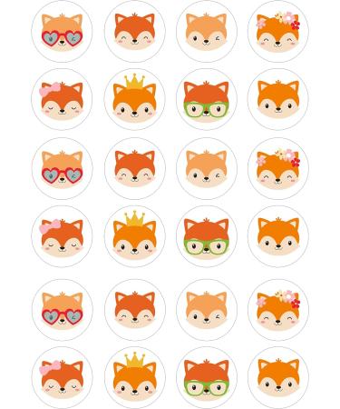 24 edible PRE CUT Fox foxes style kids childrens party decorations Wafer Paper Cupcake Fairy Cake Toppers - Buy Online on GoSupps.com