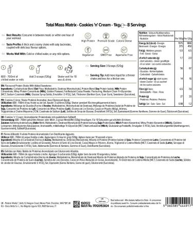 Protein Works - Total Mass Matrix | Serving 475 Calories | Muscle Mass | Weight Gain | 8 Servings | Cookies Cream | 1kg - Buy Online on GoSupps.com