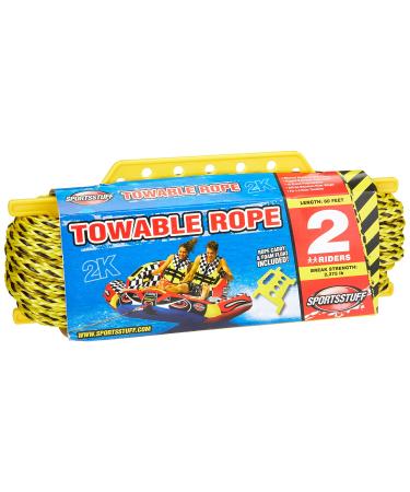 SportsStuff Towable Rope with Rope Caddy, 1-6 Rider Tow Ropes for Towable Tubes, Multiple Size Options Available 1-4 Rider