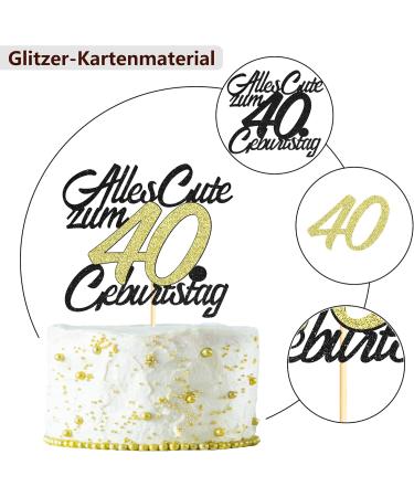 Sumerk 40th Birthday Cake Topper - Happy 40th Birthday Tortendeko | Perfect Decoration for Celebrations - Buy Online on GoSupps.com