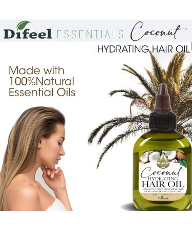 Difeel Essentials Hydrating Coconut Hair Oil 2.5 oz - Anti-Frizz Nourishing Moisture & Shine Boost for Healthy Hair | International Shipping Available - Buy Online on GoSupps.com