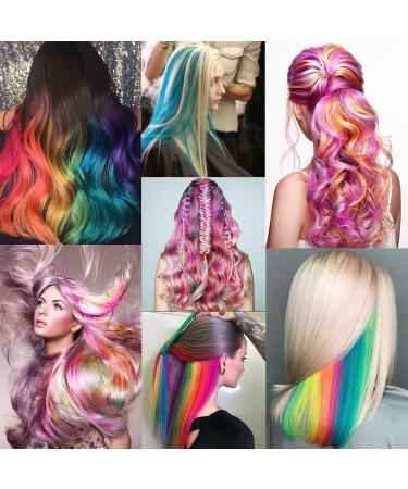 22 PCs Rainbow Hair Extensions Clip In - 22 Inch Colorful Straight Highlights for Girls & Women | Party Hair Accessories - Buy Online on GoSupps.com