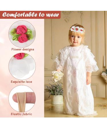 Baby Girl Headband 3Pcs Floral Nylon Lace Hairbands - Pink, White, Orange - Buy Online on GoSupps.com