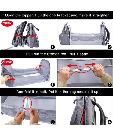 SndMor Diaper Bag Backpack - Multifunctional Large Diaper Backpack with Bed Function Stroller Hook - Perfect for Moms & Dads - Gray - Buy Online on GoSupps.com