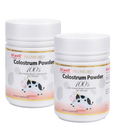 (Pack of 2) Hi Well Premium Pure New Zealand Bovine Grass-Fed Colostrum Powder 100% 100g