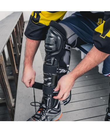 MyLEC MK5 Street/Dek Shin Pad - Lightweight & Durable Ice Hockey Shin Guards with 360 Velcro Straps Hard Front Shells & Breathable Material - Foam Rubber 15 Black - Buy Online on GoSupps.com