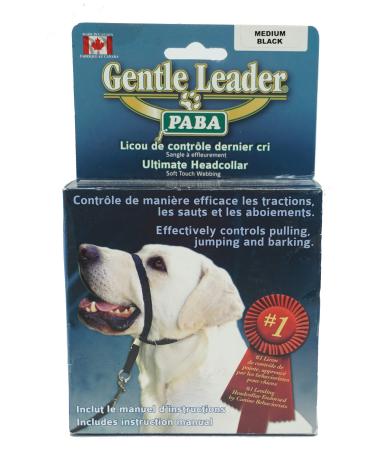 PABA Gentle Leader Ultimate Head Collar with Soft Touch Webbing Black 12-27kg (Medium)