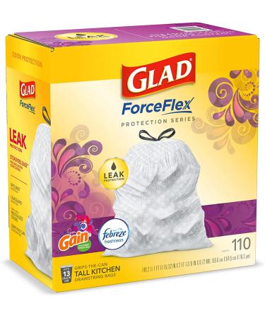 Glad ForceFlex Protection Series 13 Gal Trash Bags 110 Ct - Gain Moonlight Breeze with Febreze | Convenient Packaging - Buy Online on GoSupps.com