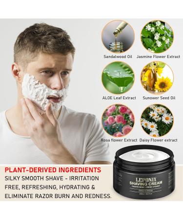 LEPONIX Shaving Cream Luxury Large Size Shaving Cream for men Rich Lather for a Protective Smooth & Moisturizing Shave Experience Sandalwood Scent - 8.5 Oz - Buy Online on GoSupps.com