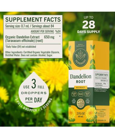 HERBAMAMA Dandelion Root Tincture - Vegan Dandelion Root Extract for Liver Detox and Cleanse - Non-GMO Alcohol & Sugar-Free Liquid Liver Support Supplement 28-Day Supply 2 Fl Oz (Pack of 1) - Buy Online on GoSupps.com
